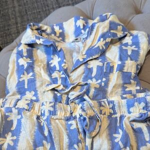 Blue and Cream Pajama Set